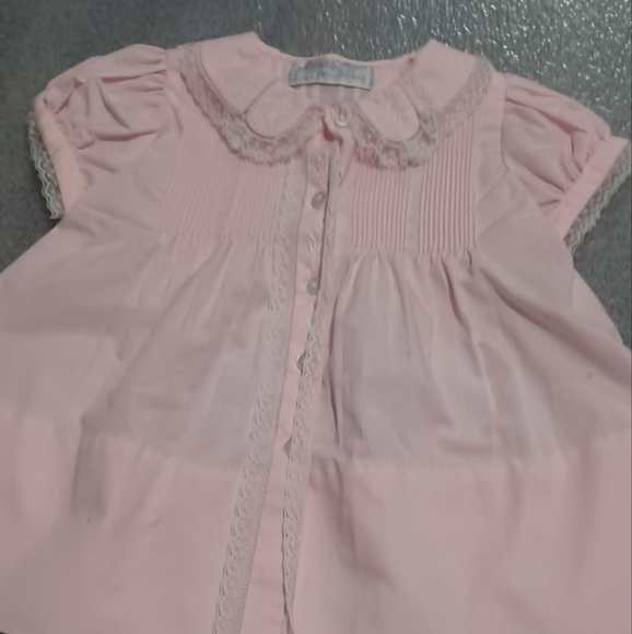 Vintage A Little Angel Pink Smock Dress 3 Months Short Puffy Sleeves vintage. Co - Picture 1 of 7